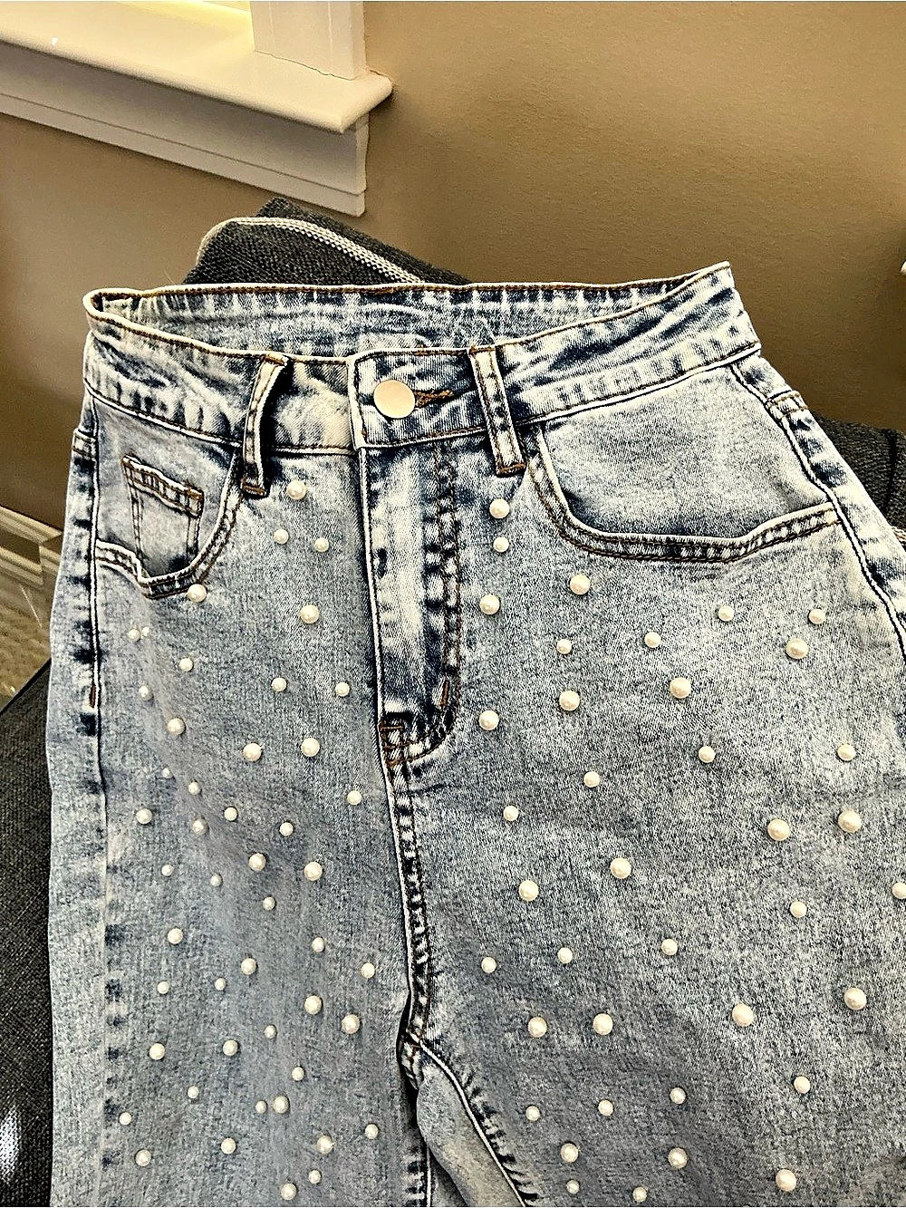 Embellished Flare Jeans in Blue Size XS NWT - Picture 5 of 7
